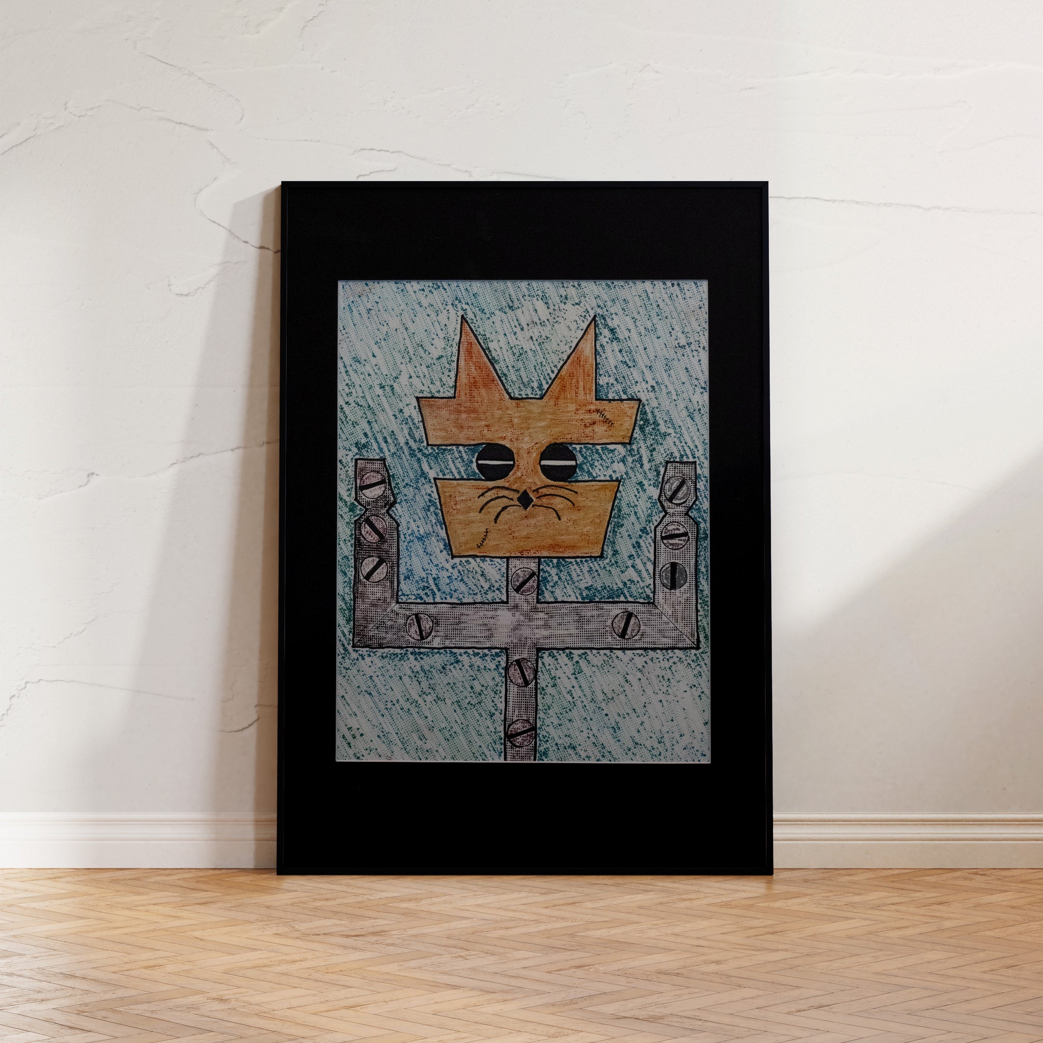"Mechanically Inclined", A hypermodernist portrait of a cool cat with a blend of organic and mechanical elements.