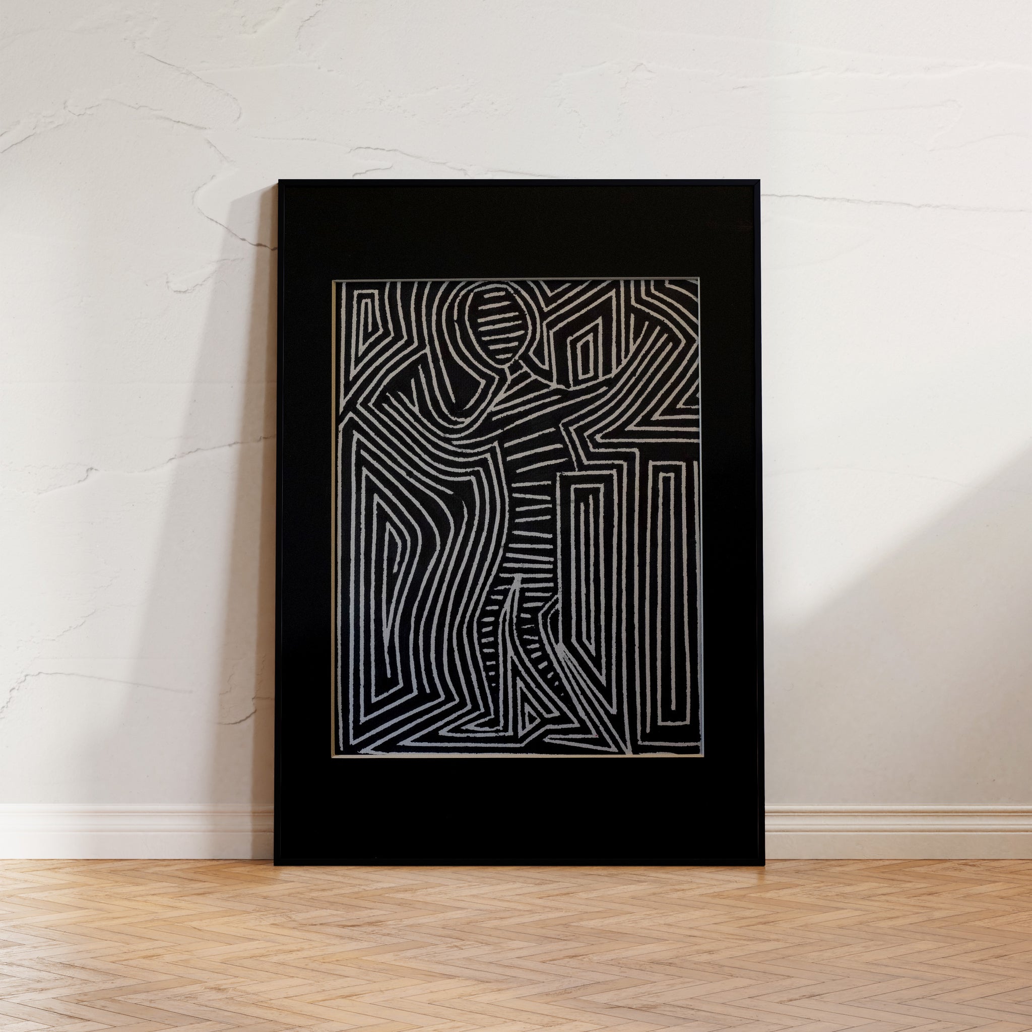 "Rhythmic Contours" - A striking black and white artwork celebrating the power and fluidity of the human form through abstraction.